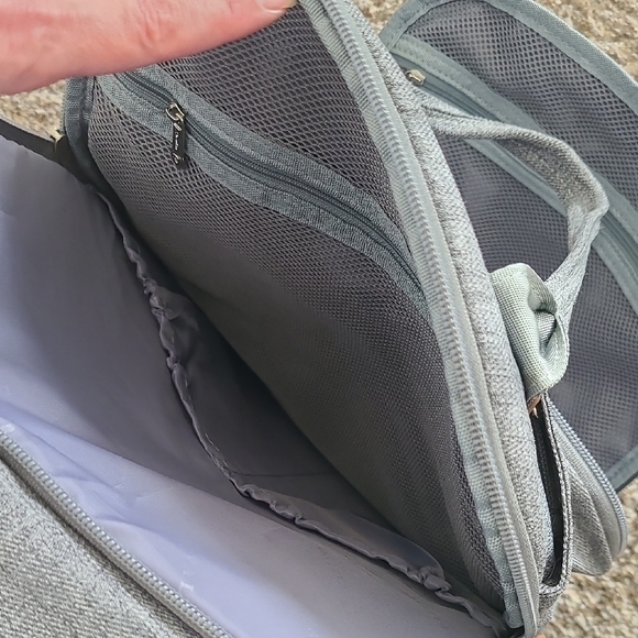 Ruvalino Gray and Brown Quilted Backpack with Leather Accents And Accessory - Picture 8 of 11